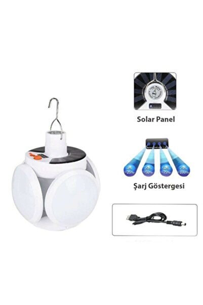 Genel Markalar Solar Güneş Enerji Ve Usb Sarjlı 5 Kanatlı Bahçe Aydınlatma Le...