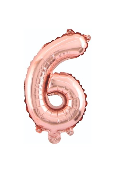 helyum pasta Rose Gold Foil Balloon - Number 6, 34 Inch (76 cm)