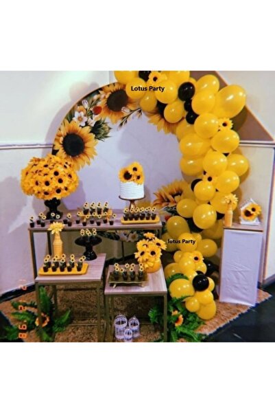LOTUS PARTY 50 Pieces - Sunflower Themed - Yellow and Black Balloon Chain Set