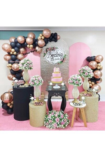 LOTUS PARTY 50 Pieces - Pastel Black - Chrome Rose Gold Balloon Chain Set