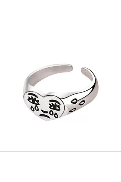 Köstebek Crying Face Adjustable Ring