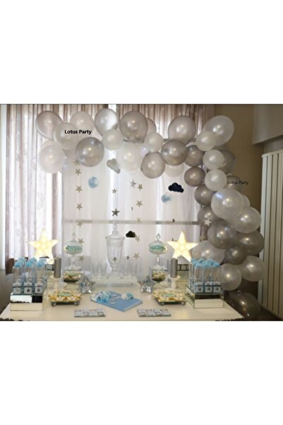 LOTUS PARTY 50 Pieces - Metallic White - Silver Balloon Chain Set