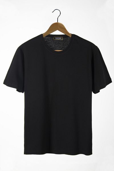 Terapi Men Unisex Black Crew Neck Oversize Basic Cotton T-shirt
