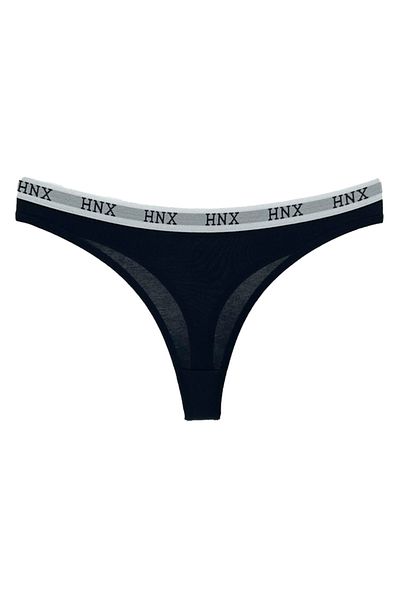 HNX Navy Blue Cotton Jacquard Rubber Thong Women's Panties