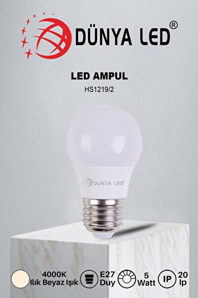 DÜNYA LED Hs.1219/1 5w E-27 Led Ampul 6500k Beyaz Işık Yüksek Lümen Kolay Kul...