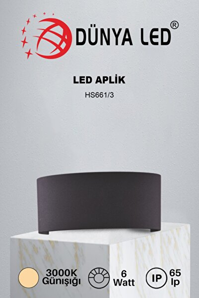 DÜNYA LED Hs.661/3 6w Dış Mekan Ledli Duvar Apliği Suya Dayanıklı Döküm Kasa Ip65