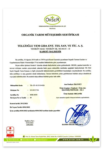 tellioğlu Organik Tam Buğday Unu 1 Kg