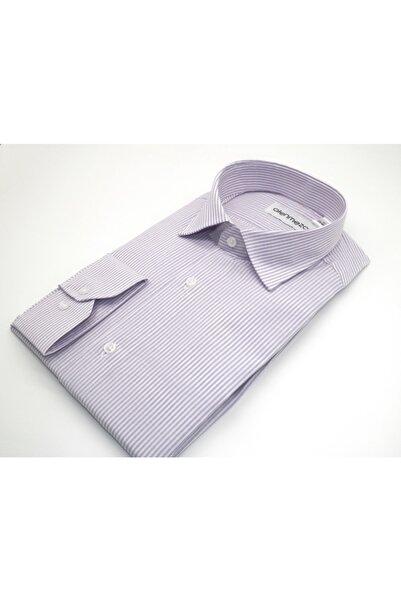 alenmeza Ανδρικό πουκάμισο χωρίς τσέπες με ριγέ λιλά μοντέρνα εφαρμογή