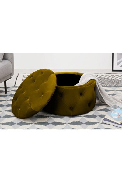 RENGEV Duru Oval Puf Sarı Sandıklı