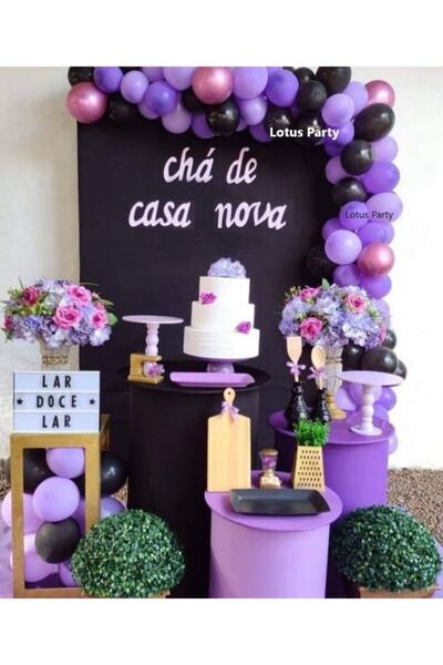 LOTUS PARTY 50 Pieces - Metallic Purple - Black - Chrome Candy Pink Balloon C...