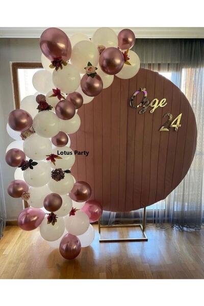 LOTUS PARTY 50 Pieces - Metallic White - Chrome Candy Pink Balloon Chain Set