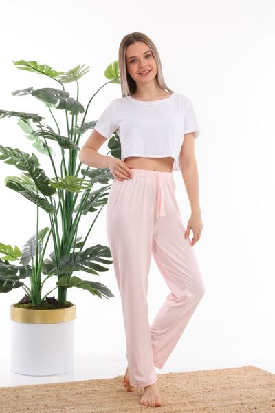Arvin Pijama Kadın Pembe Düz Renk Termal Pijama Altı