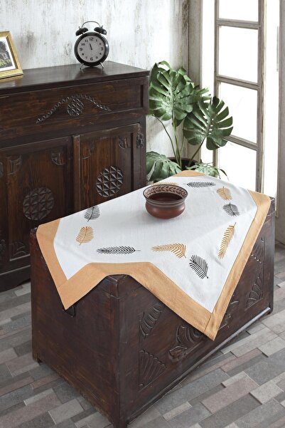 ÖDEL HOME مفرش طاولة من قماش بولدان مطبوع عليه حجر على شكل ورقة شجر