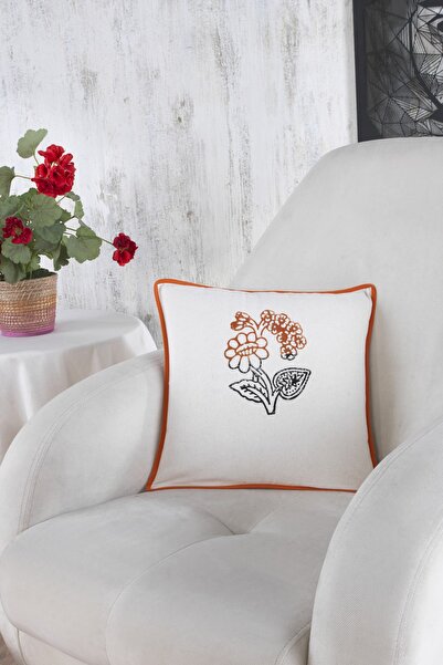ÖDEL HOME وسادة رمي منقوشة بالأزهار ومطبوعة بالأحجار