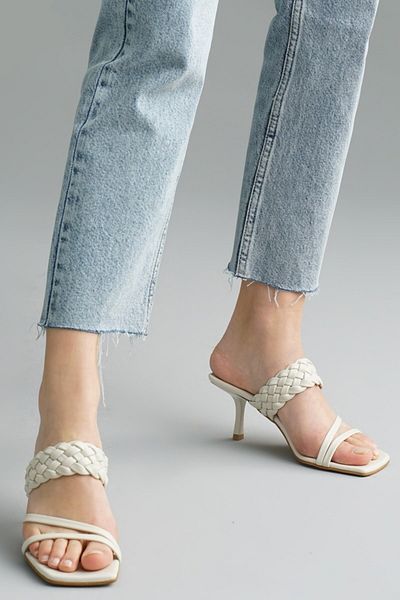 Mio Gusto Petra Beige Color Women's Heeled Slippers Shoes