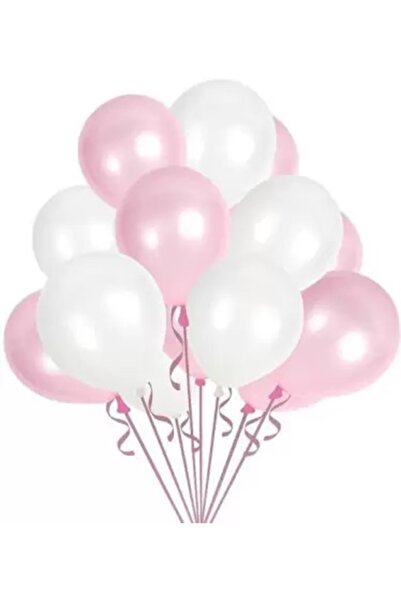 Parti dolabı 10lu Metalik Pembe Ve Beyaz Balon (5 Açık Pembe 5 Beyaz Balon)