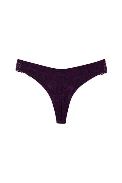 HNX Γυναικείο εσώρουχο Purple Micro Fabric Lace Back Thong