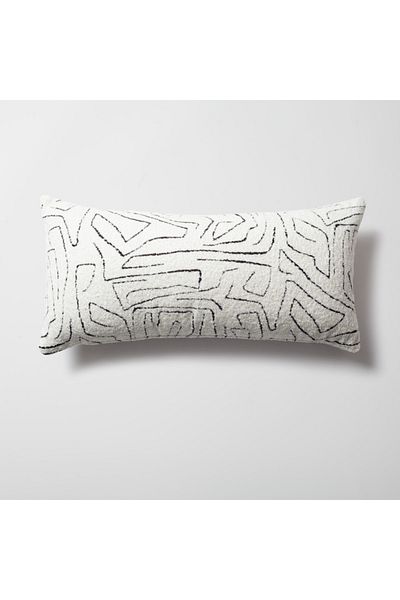 Fineroom Living " Amorphous " - Abstract Patterned 35x70 Throw Pillow White (Includes Inner Pillow)