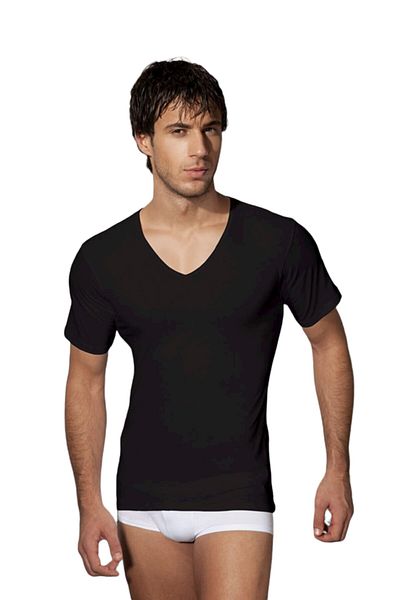 Doreanse V-Neck Short Sleeve Cotton Undershirt 2810| Black