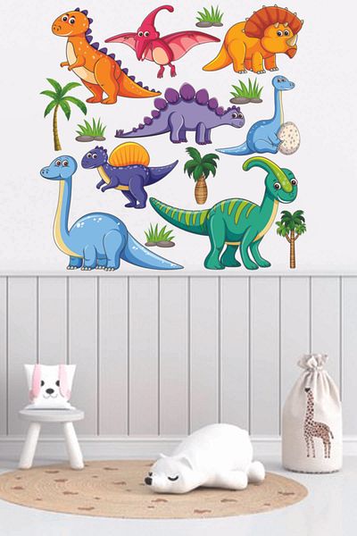 Sepet Yıldızı 95x95 cm Autocolant Dinozaur Drăguț - Decorare Perete Camera Copiilor