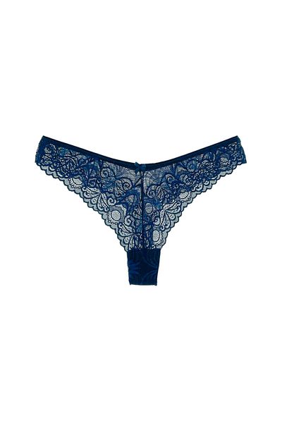 HNX Γυναικεία εσώρουχα Navy Blue Lace Brazil String