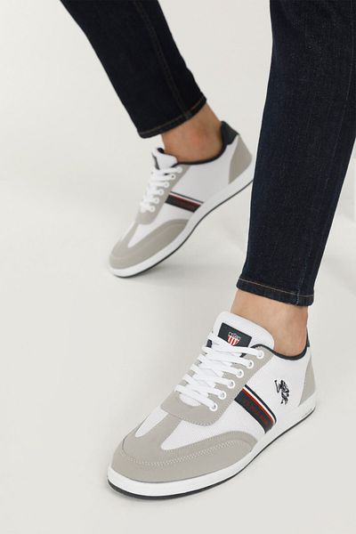 U.S. Polo Assn. حذاء رياضي رجالي أبيض من Kares 2fx