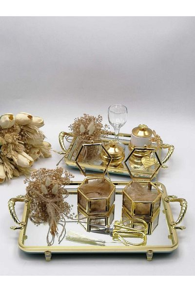 ZEKAAVM 2-Piece Promise Tray Groom's Coffee Engagement Tray