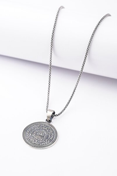 ENCİLİ SİLVER 925 Ayar Gümüş Kıtmir Nazar Duası Model Erkek Kolye