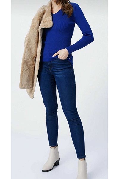 Trn JNS Ramses albastru închis mustață talie înaltă S.ü.per blugi skinny pantaloni blugi (COLECTOR)