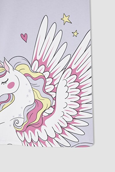 DeFacto Kız Çocuk Regular Fit Unicorn Baskılı Kolsuz Penye Yazlık Elbise
