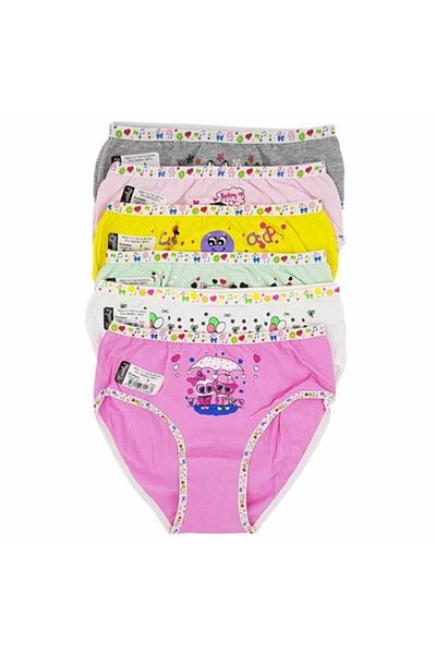 Tutku Bumbac Fete Imprimat Față Mixt Multicolor Lycra Elastan Chiloți Bato Zilnic 6 Buc 0832