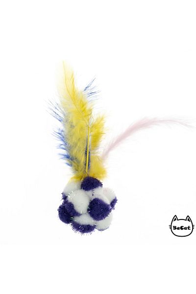 Be Cat Glittery Pompom Furry Cat Play Ball
