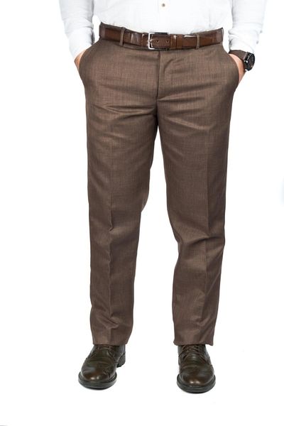 wontilotte Men's Light Brown Vito Fabric Trousers