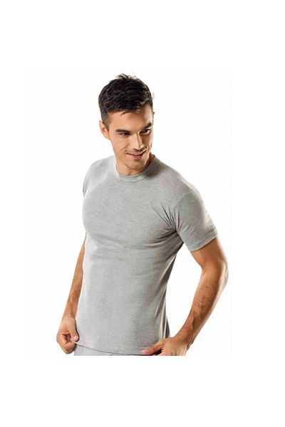 Tutku Men's Gray Crew Neck Undershirt 6 Pieces 0105