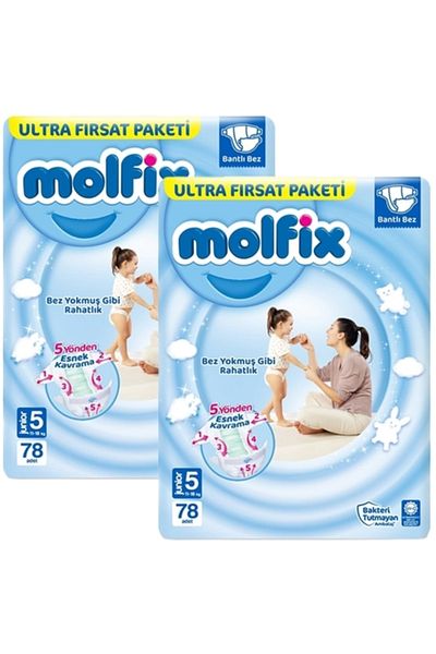 Molfix Baby Diapers Ultra Opportunity Package Junior 5 No 78 Li X 2 Pieces