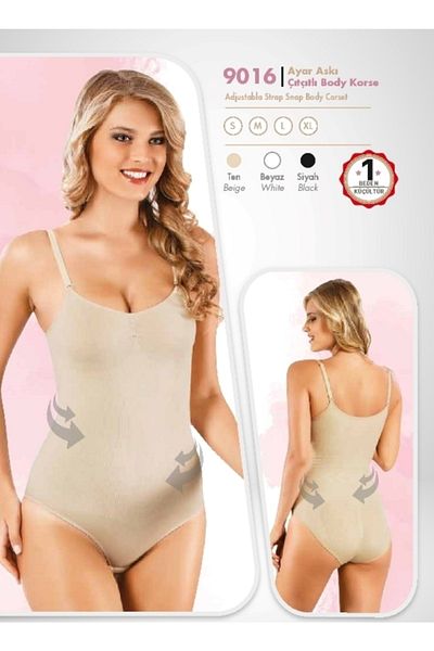 Form Time 9016 Corset alb pentru corp cu bretele ajustate - M