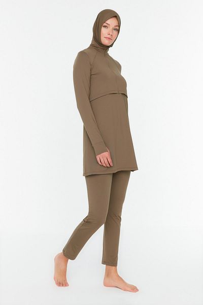 Trendyol Modest Badeanzüge - Braun - Unifarben