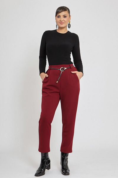 VERDA Pantaloni cu curea din piele
