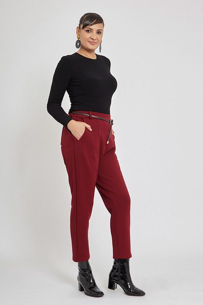 VERDA Pantaloni cu curea din piele