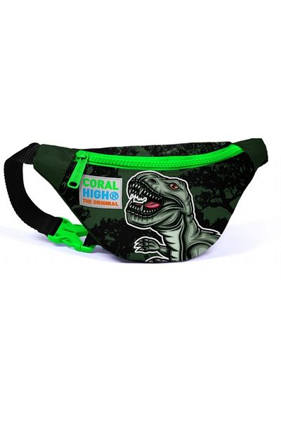 Coral High Boy's Green Dinosaur Printed Waist Bag