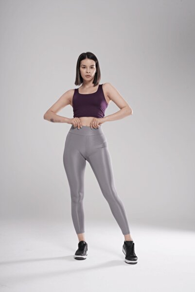 Genel Markalar Mdz Collectıon Kalın Kemerli Gri Disko Parlak Tayt