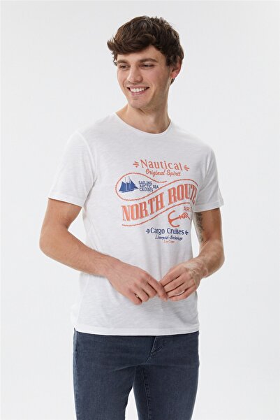 Lee Cooper Ανδρικό μπλουζάκι Merlin O Neck Λευκό 625242035