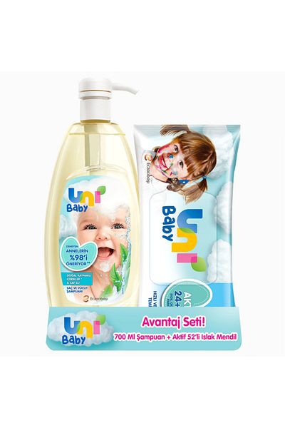 Uni Baby 700 ml Hair and Body Shampoo + Wet Wipes