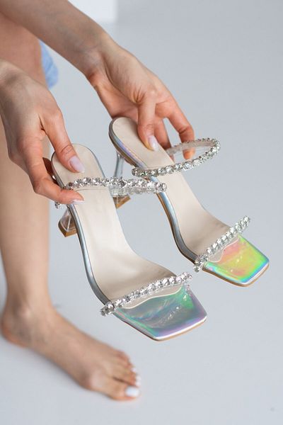 Allyup Rochie de seară cu toc transparent cu piatră cu vârf tocit - Pantofi de zi cu zi 121