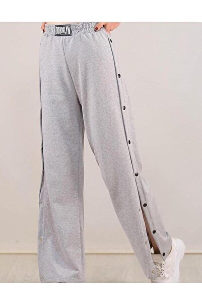 CNG MODA Γυναικείο γκρι φούτερ με κουμπώματα στο πλάι