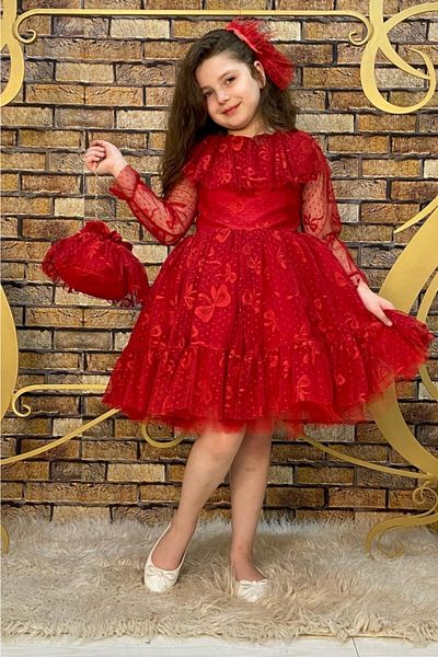 ABİYEKİDS Children's Evening Dress with Lace Bag 6/13 Years