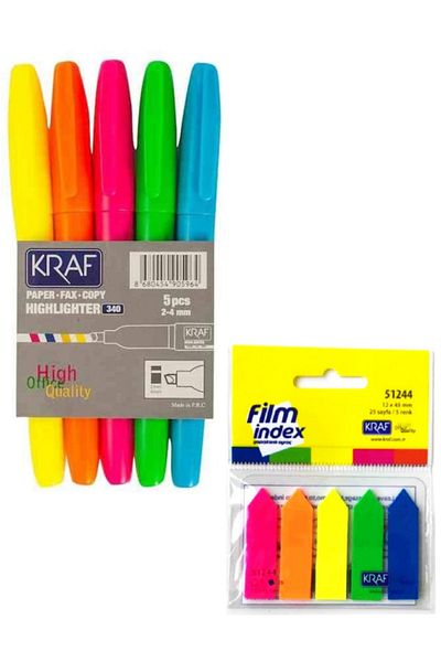 KRAF Highlighter Marker Pen Home Loved 5 Colors Advantageous Package Film Index