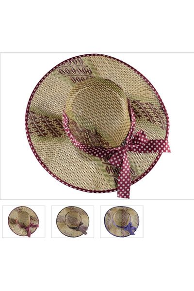 Kardelen Butik Denizli Women's Straw Hat (Maroon)