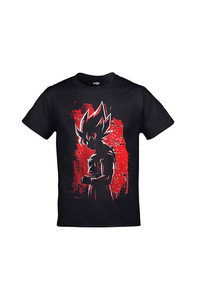 Orijin Tekstil Dragon Ball Z Anime Front Back Printed Unisex Black T-shirt