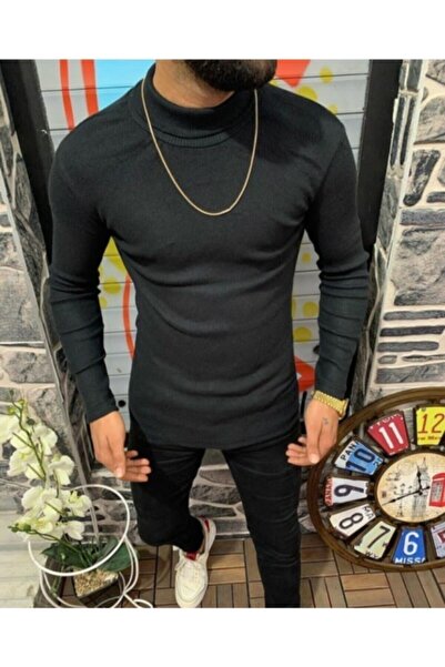 ModaMan212 Men's Black Turtleneck Sweater